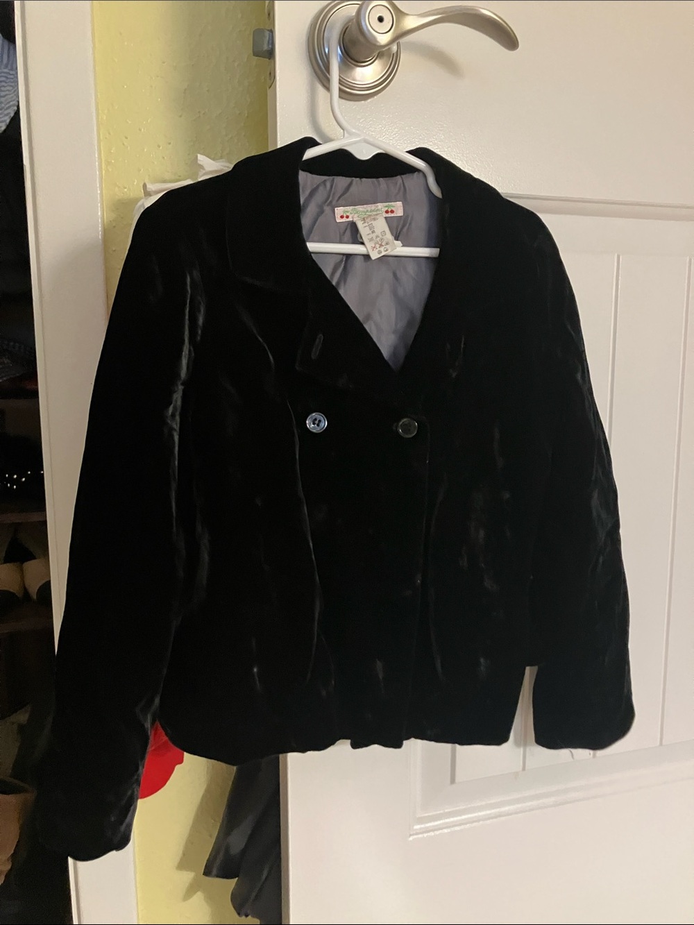 Bonpoint Black Velvet Double-Breasted Pea Coat